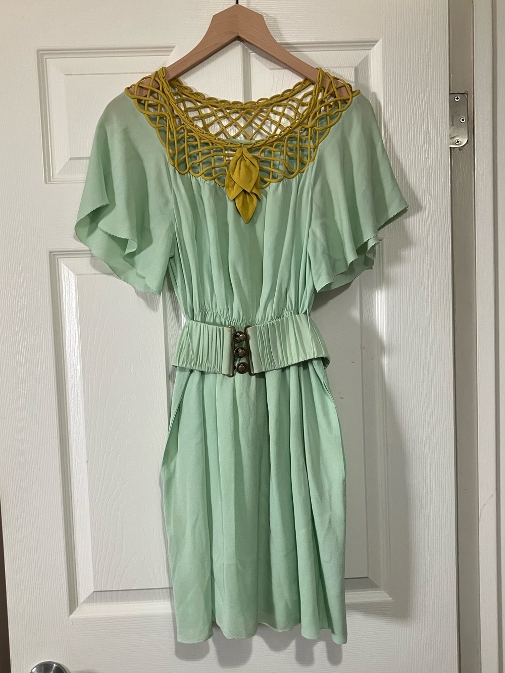 Y2K Phillip Lim Silk Mint Green Ruffle Mini Belted Dress XS